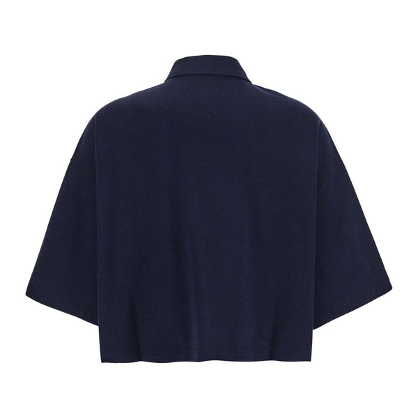 Bottega Veneta Polo Shirts? Bottega Veneta Women Blue Cropped Polo Shirt With Embroidered Logo In Cotton Piquet Woman Premium Everyday Polo Shirt
