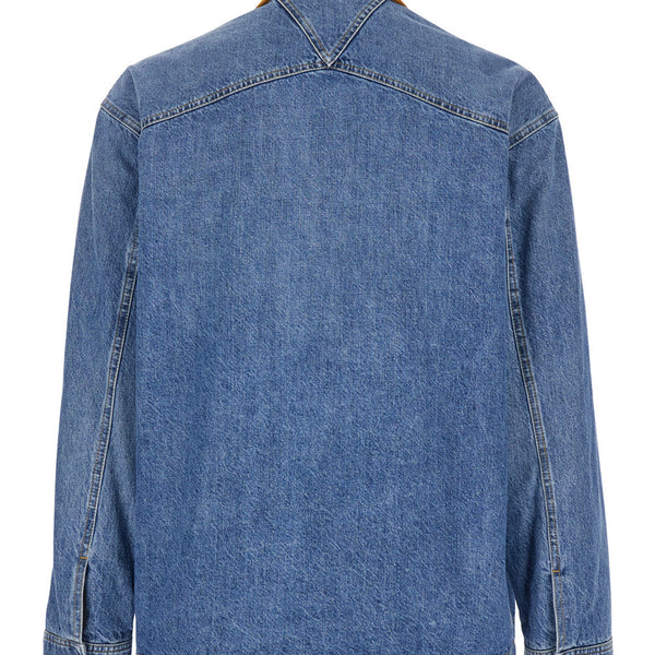 Bottega Veneta Jackets? Bottega Veneta Men Blue Jacket With Suede Collar And Logo Patch In Denim Man Stylish Everyday Designer Outerwear