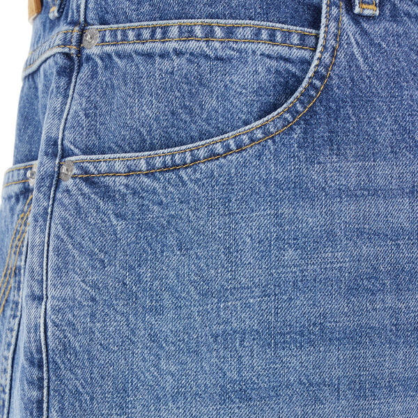 Bottega Veneta Jeans? Bottega Veneta Men Blue Five Pocket Jeans With Back Logo Patch In Denim Man Classic Everyday Designer Jeans