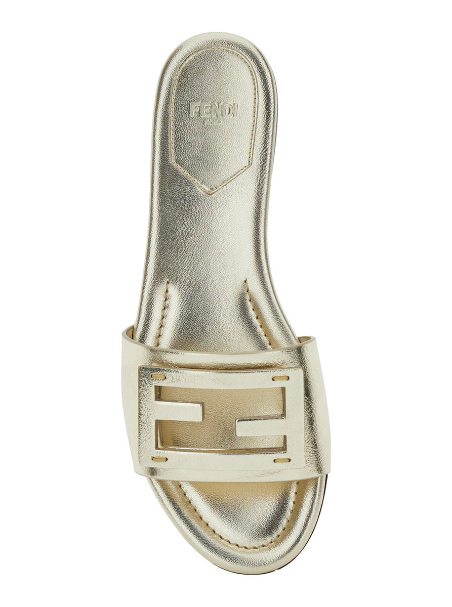 Close-up of Fendi flats hardware and fine stitching