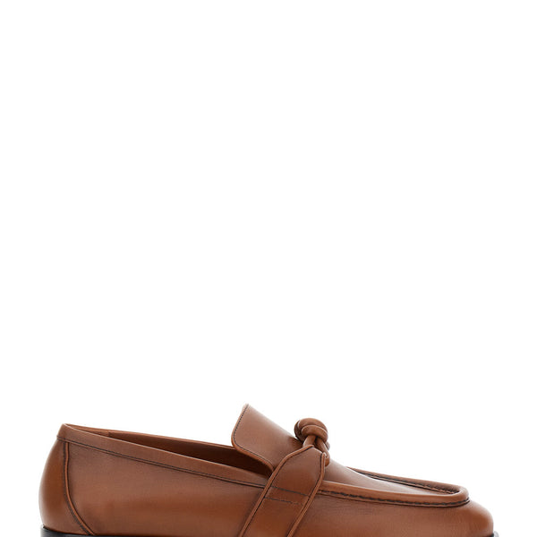 Bottega Veneta Shoes Bottega Veneta Men Brown Loafers With Knot Detail On The Front In Leather Man Premium Designer Casual Shoes