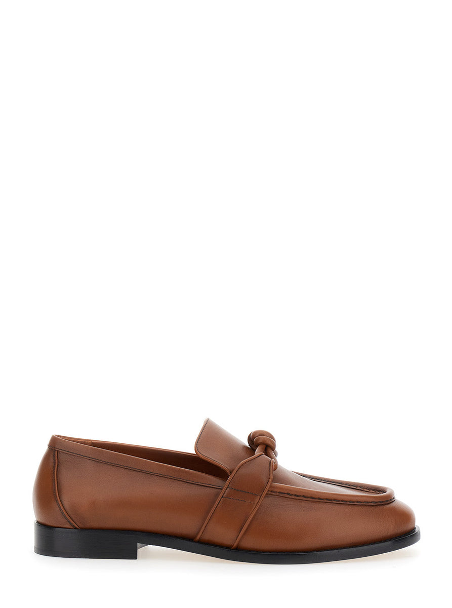 Bottega Veneta Shoes - Bottega Veneta Men Brown Loafers With Knot Detail On The Front In Leather Man Premium Designer Casual Shoes