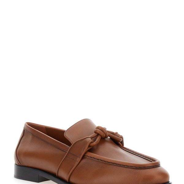 Bottega Veneta Shoes - Bottega Veneta Men Brown Loafers With Knot Detail On The Front In Leather Man Premium Designer Casual Shoes