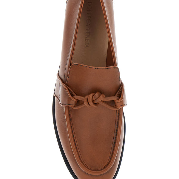 Bottega Veneta Shoes Bottega Veneta Men Brown Loafers With Knot Detail On The Front In Leather Man Premium Designer Casual Shoes
