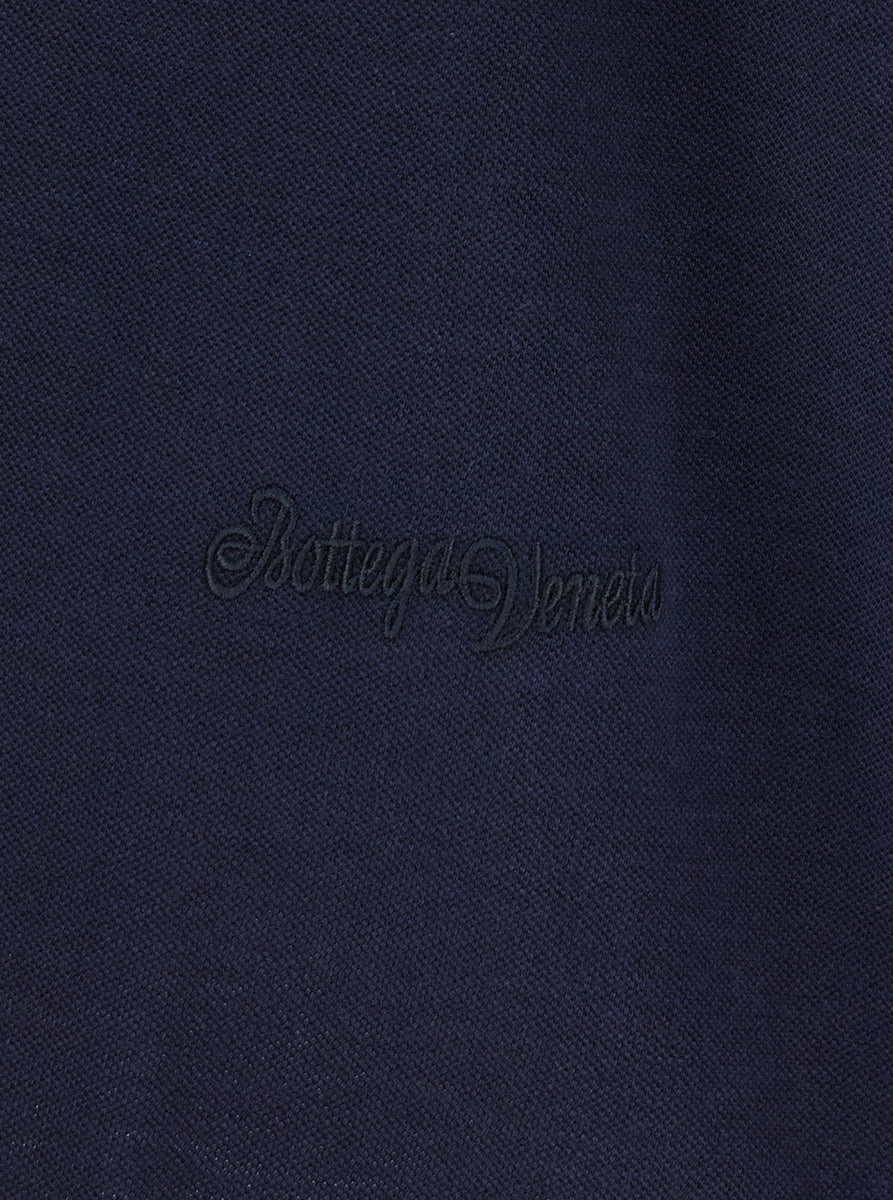 Bottega Veneta Polo Shirts? Bottega Veneta Men Blue Polo With Classic Collar And Embroidered Logo On The Front In Tone On Tone Cotton Man Premium Everyday Polo Shirt
