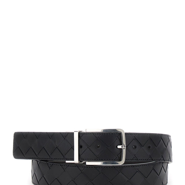 Bottega Veneta Belts? Bottega Veneta Men Black Reversible Belt With Intreccio Motif In Leather Man Classic Everyday Designer Belt