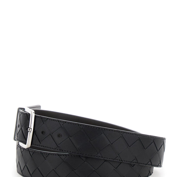 Bottega Veneta Belts? Bottega Veneta Men Black Reversible Belt With Intreccio Motif In Leather Man Premium Leather Designer Belt