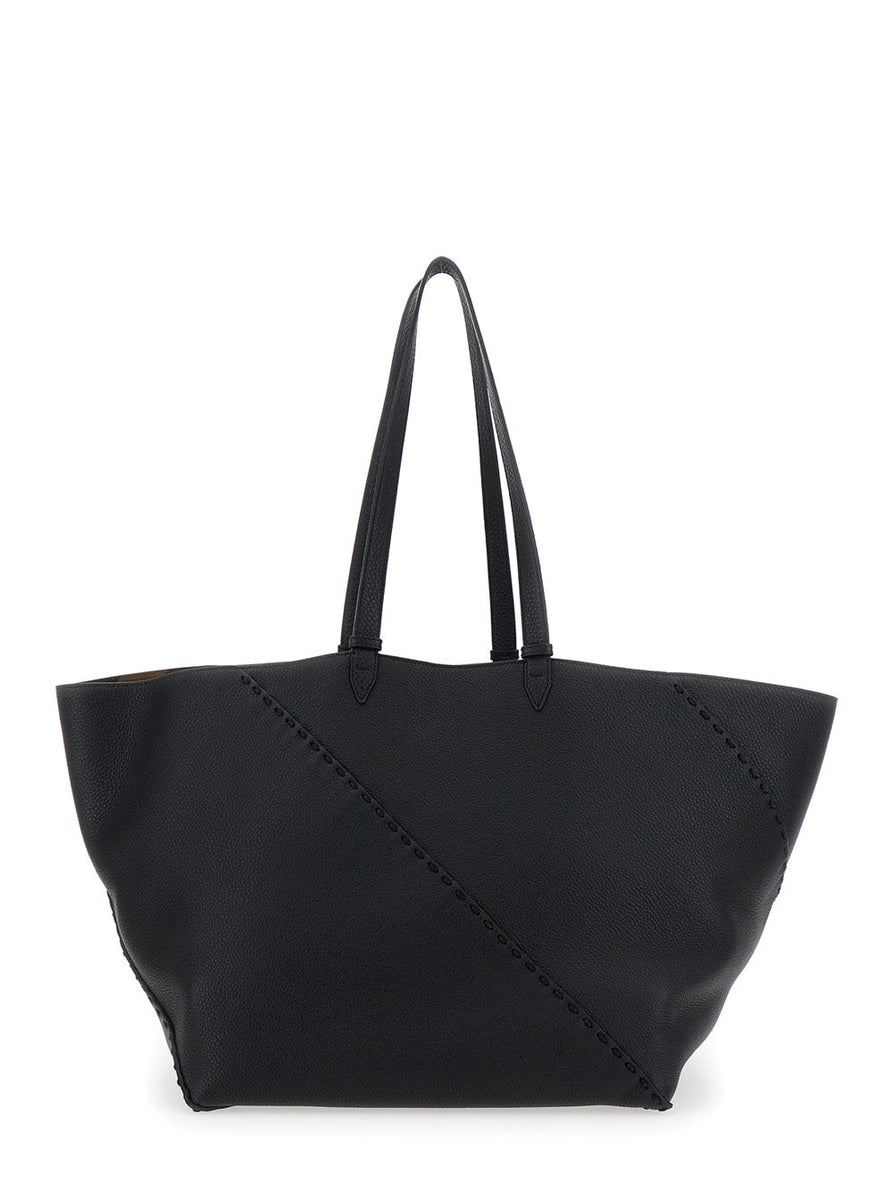 Close-up of Fendi totes hardware and fine stitching