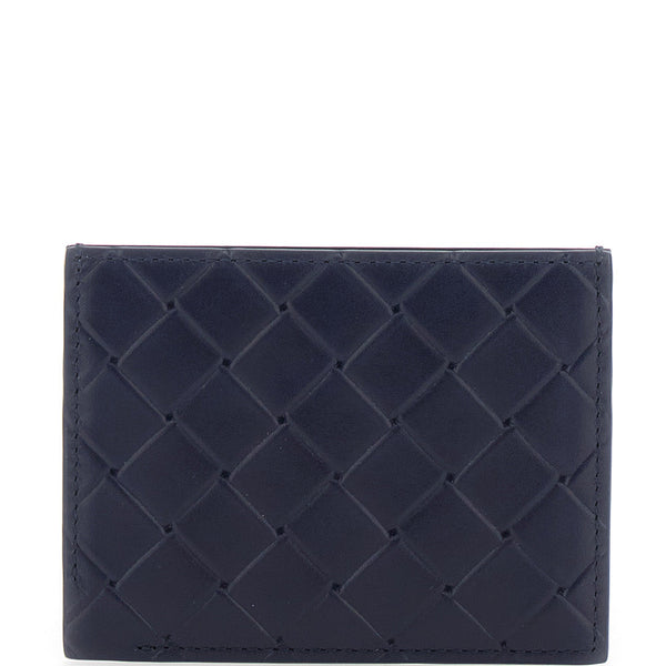 Bottega Veneta Wallets? Bottega Veneta Men Blue Card Holder With Intreccio Motif And Embossed Logo In Leather Man Elegant Everyday Leather Wallet