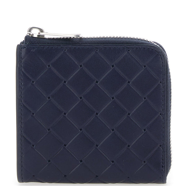 Bottega Veneta Wallets? Bottega Veneta Men Blue Wallet With All-Over Intreccio Motif In Leather Man Premium Leather Designer Wallet