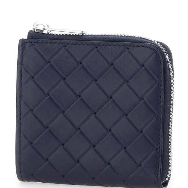 Bottega Veneta Wallets? Bottega Veneta Men Blue Wallet With All-Over Intreccio Motif In Leather Man Premium Leather Designer Wallet