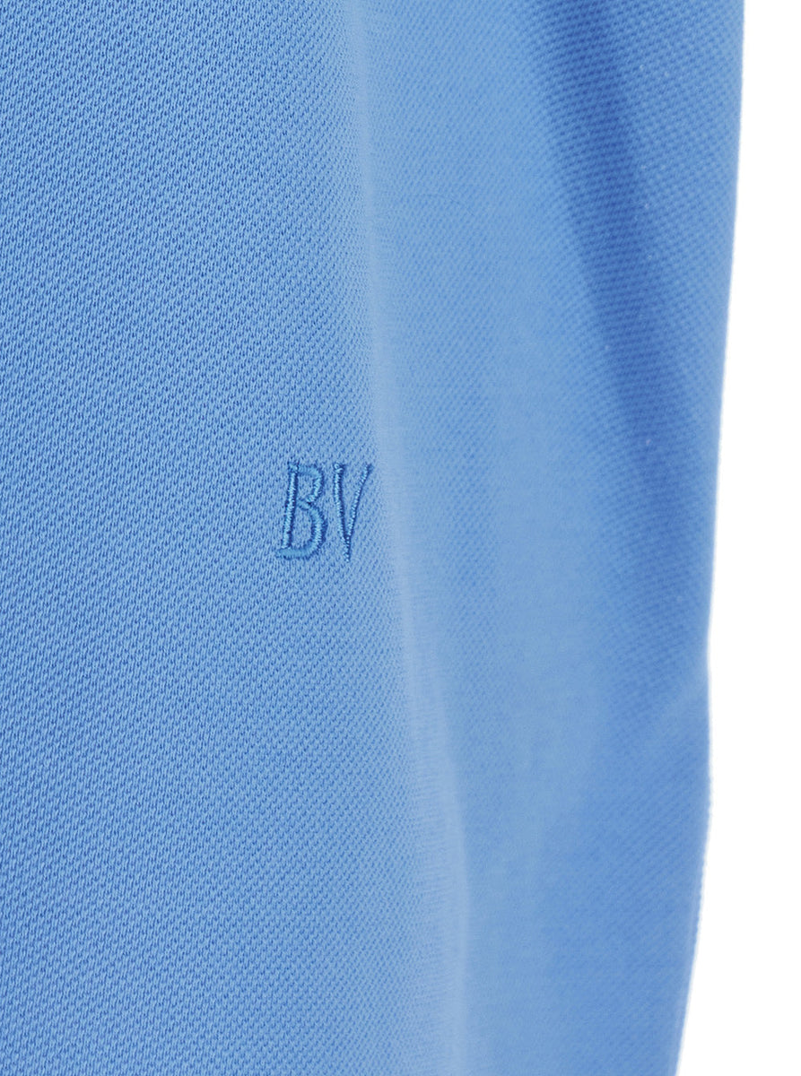 Bottega Veneta Polo Shirts? Bottega Veneta Men Blue Polo Shirt With Classic Collar And Logo Embroidery Detail On The Front In Cotton Man Classic Designer Cotton Polo Shirt