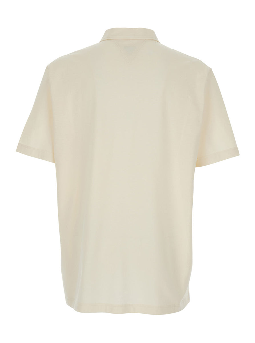 Bottega Veneta Polo Shirts? Bottega Veneta Men White Polo Shirt With Classic Collar And Logo Embroidery Detail On The Front In Cotton Man Premium Everyday Polo Shirt