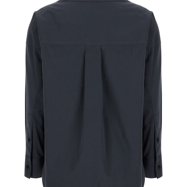 Bottega Veneta Tops? Bottega Veneta Women Grey Shirt With Deep Neckline On The Front And Long Sleeves In Cotton Poplin Woman Elegant Everyday Designer Top
