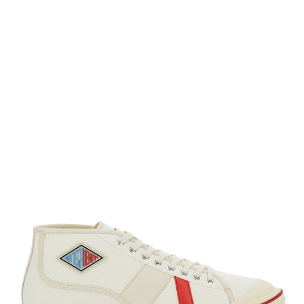 Bottega Veneta Shoes - Bottega Veneta Men 'Eliot' White Sneakers With Logo Label On The Side And Leather Inserts In Cotton And Leather Blend Man Luxury Lifestyle Designer Footwear