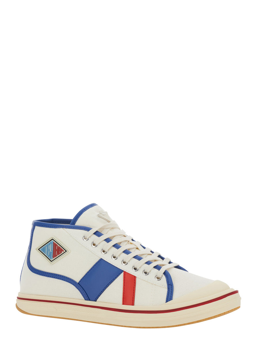 Bottega Veneta Shoes Bottega Veneta Men 'Eliot' Multicolor Sneakers With Logo Label On The Side And Leather Inserts In Cotton And Leather Blend Man Comfortable Everyday Designer Shoes