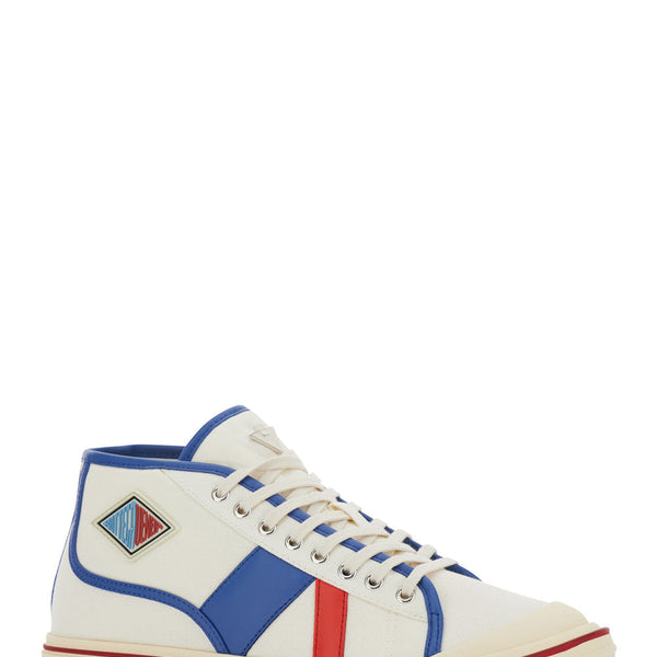 Bottega Veneta Shoes Bottega Veneta Men 'Eliot' Multicolor Sneakers With Logo Label On The Side And Leather Inserts In Cotton And Leather Blend Man Comfortable Everyday Designer Shoes