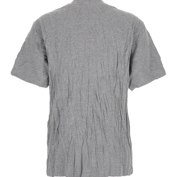 Bottega Veneta T-Shirts? Bottega Veneta Women Grey Crewneck T-Shirt With Maxi Print On The Front And Wrinkled Ffect In Cotton Woman Premium Designer Cotton T-Shirt