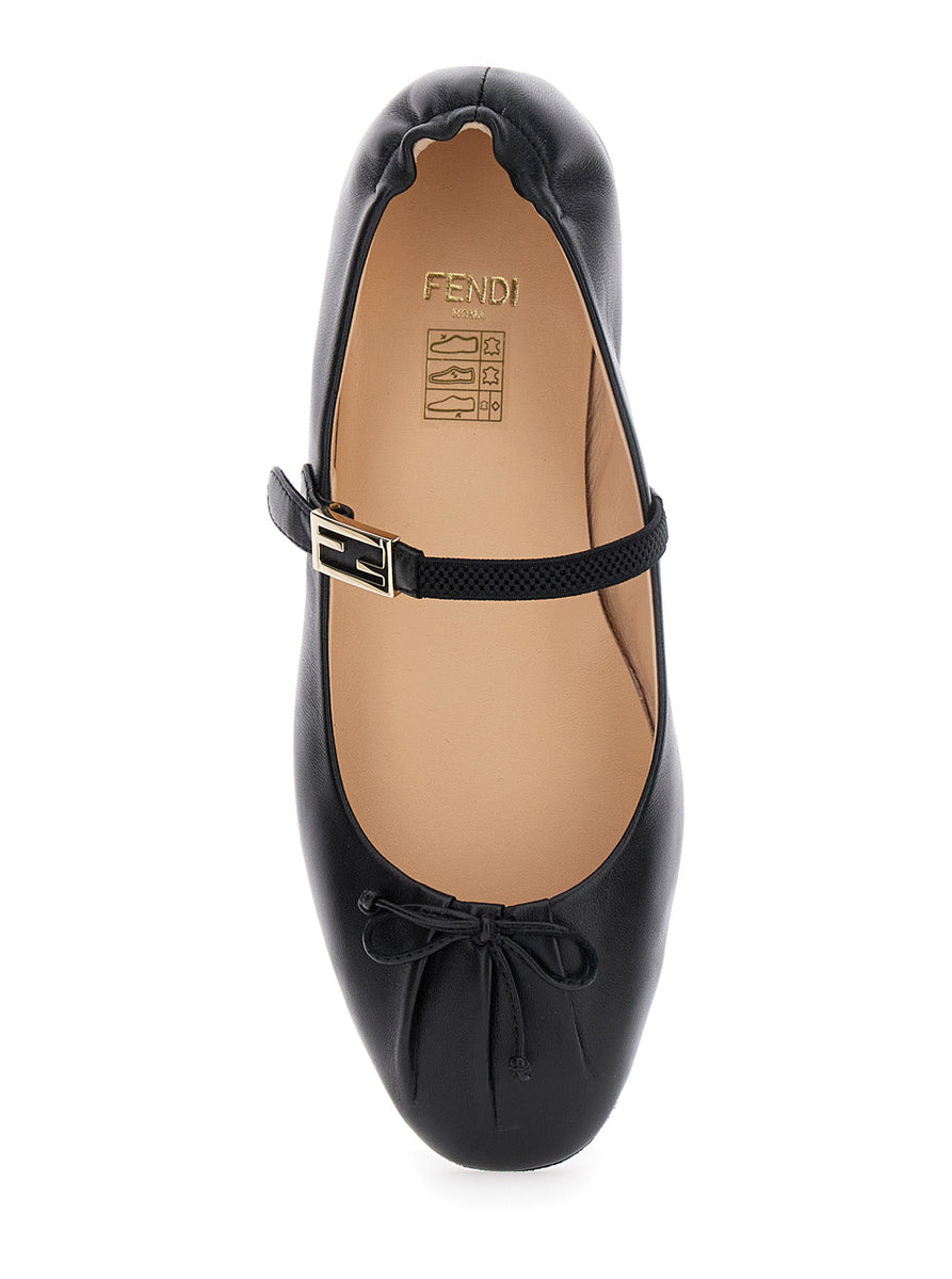 Close-up of Fendi flats hardware and fine stitching