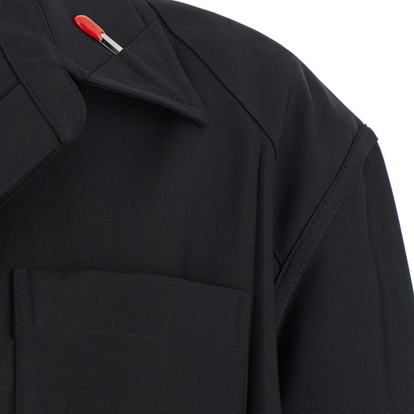 Bottega Veneta Tops? Bottega Veneta Men Black Shirt With Enamelled Match Shape Details And Chest Pocket In Wool Woman Premium Designer Casual Top