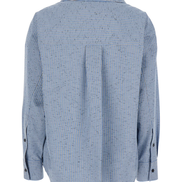 Bottega Veneta Tops? Bottega Veneta Women Blue Shirt With Deep Neckline On The Front And Long Sleeves In Cotton Poplin Woman Elegant Everyday Designer Top