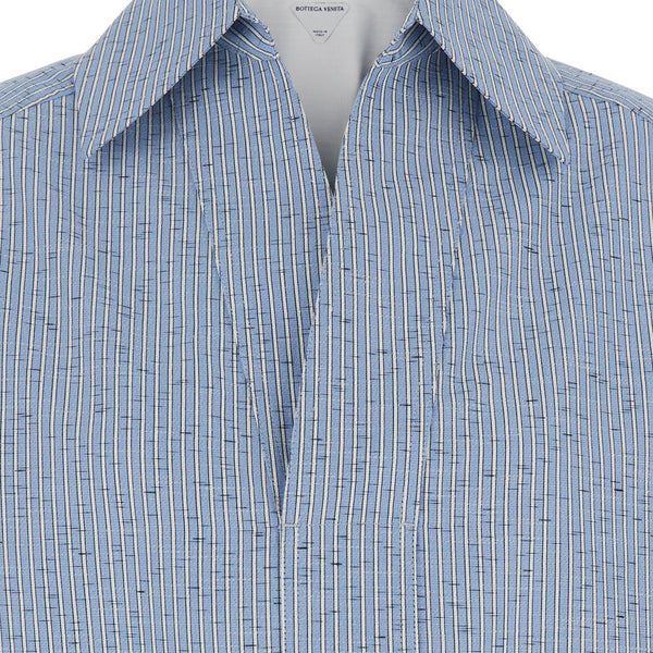 Bottega Veneta Tops? Bottega Veneta Women Blue Shirt With Deep Neckline On The Front And Long Sleeves In Cotton Poplin Woman Elegant Everyday Designer Top