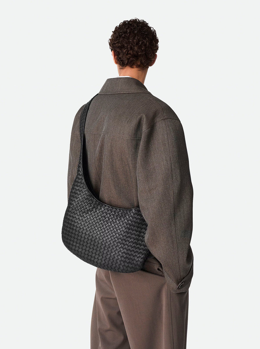 Bottega Veneta Bags? Bottega Veneta Men Black Crossbody Bag With Top Zip Closure And Intrecciato Motif In Leather Woman Luxury Designer Leather Handbag