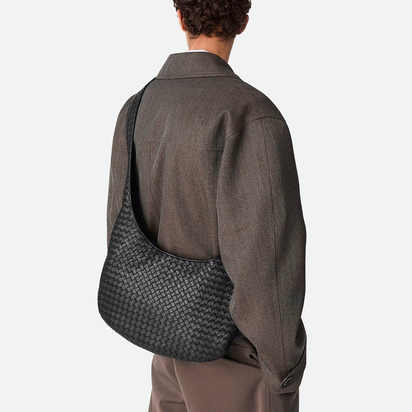 Bottega Veneta Bags? Bottega Veneta Men Black Crossbody Bag With Top Zip Closure And Intrecciato Motif In Leather Woman Luxury Designer Leather Handbag