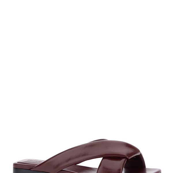Bottega Veneta Shoes Bottega Veneta Women 'Cushion Lux' Bordeaux Sandals With Square Toe In Leather Woman Comfortable Everyday Designer Shoes