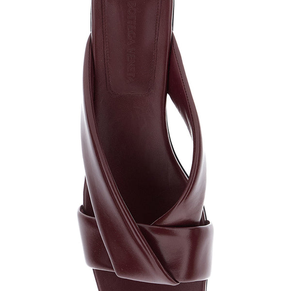 Bottega Veneta Shoes Bottega Veneta Women 'Cushion Lux' Bordeaux Sandals With Square Toe In Leather Woman Comfortable Everyday Designer Shoes