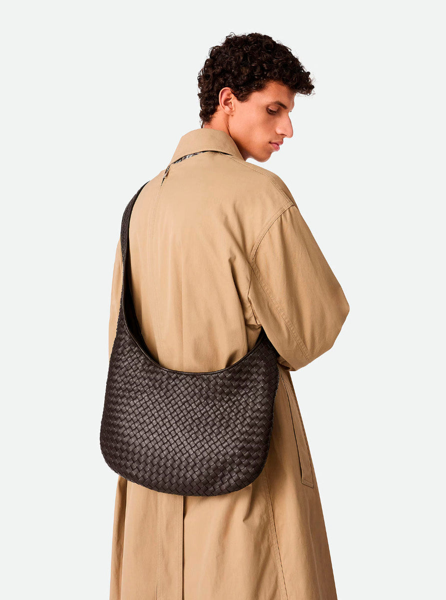Bottega Veneta Bags? Bottega Veneta Men Brown Crossbody Bag With Top Zip Closure And Intrecciato Motif In Leather Man Luxury Designer Leather Handbag