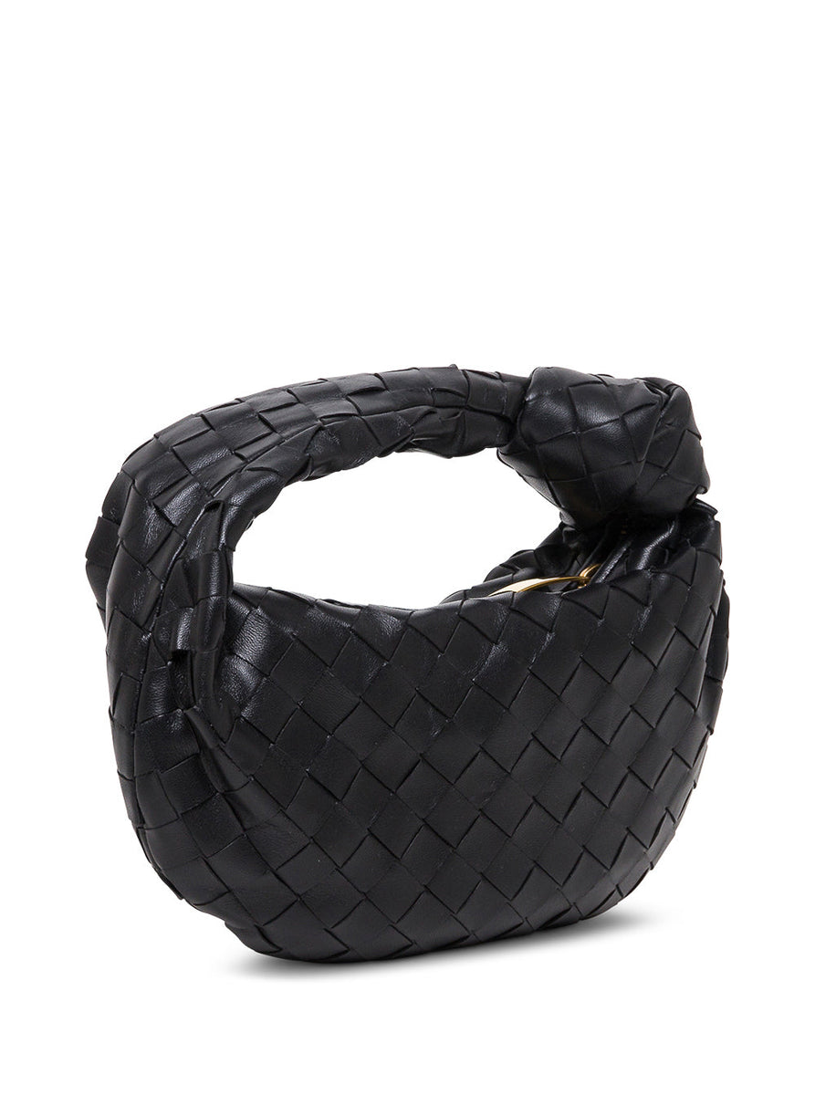 Bottega Veneta Bags? Bottega Veneta Women Black Intreccio Nappa Mini Jodie Handbag Luxury Designer Leather Handbag