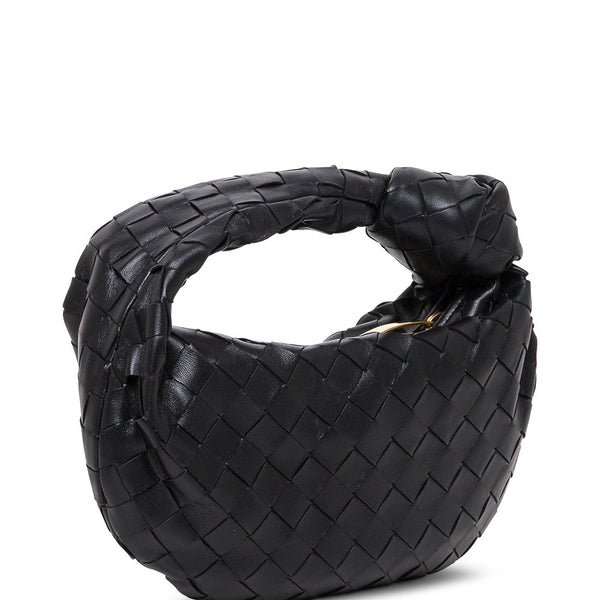 Bottega Veneta Bags? Bottega Veneta Women Black Intreccio Nappa Mini Jodie Handbag Luxury Designer Leather Handbag