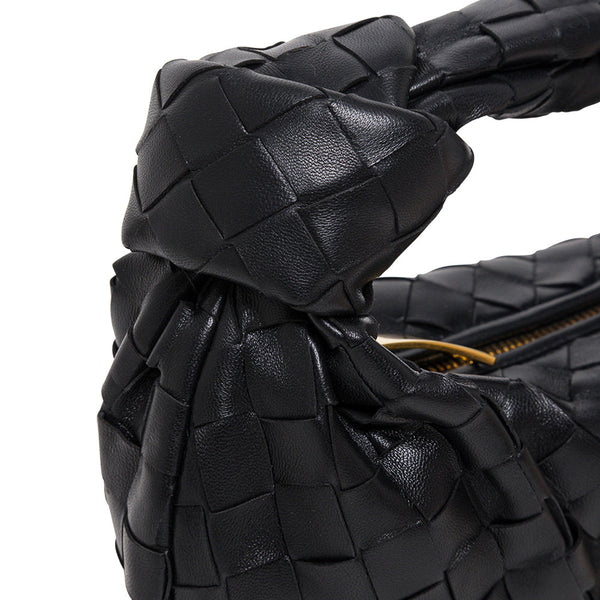 Bottega Veneta Bags? Bottega Veneta Women Black Intreccio Nappa Mini Jodie Handbag Luxury Designer Leather Handbag