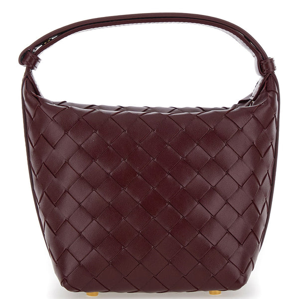 Bottega Veneta Bags? Bottega Veneta Women 'Candy Wallace' Bordeaux Handbag With Intrecciato Motif In Leather Woman Elegant Everyday Designer Handbag