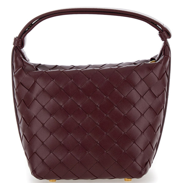 Bottega Veneta Bags? Bottega Veneta Women 'Candy Wallace' Bordeaux Handbag With Intrecciato Motif In Leather Woman Elegant Everyday Designer Handbag