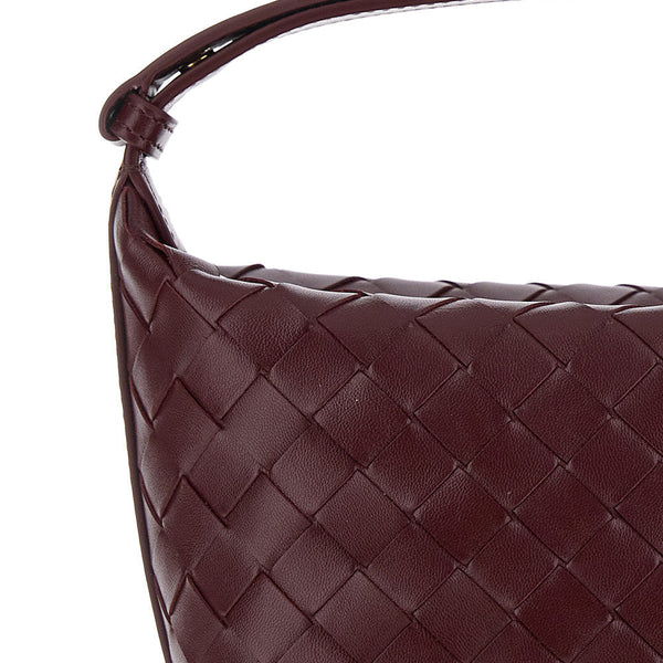 Bottega Veneta Bags? Bottega Veneta Women 'Candy Wallace' Bordeaux Handbag With Intrecciato Motif In Leather Woman Elegant Everyday Designer Handbag