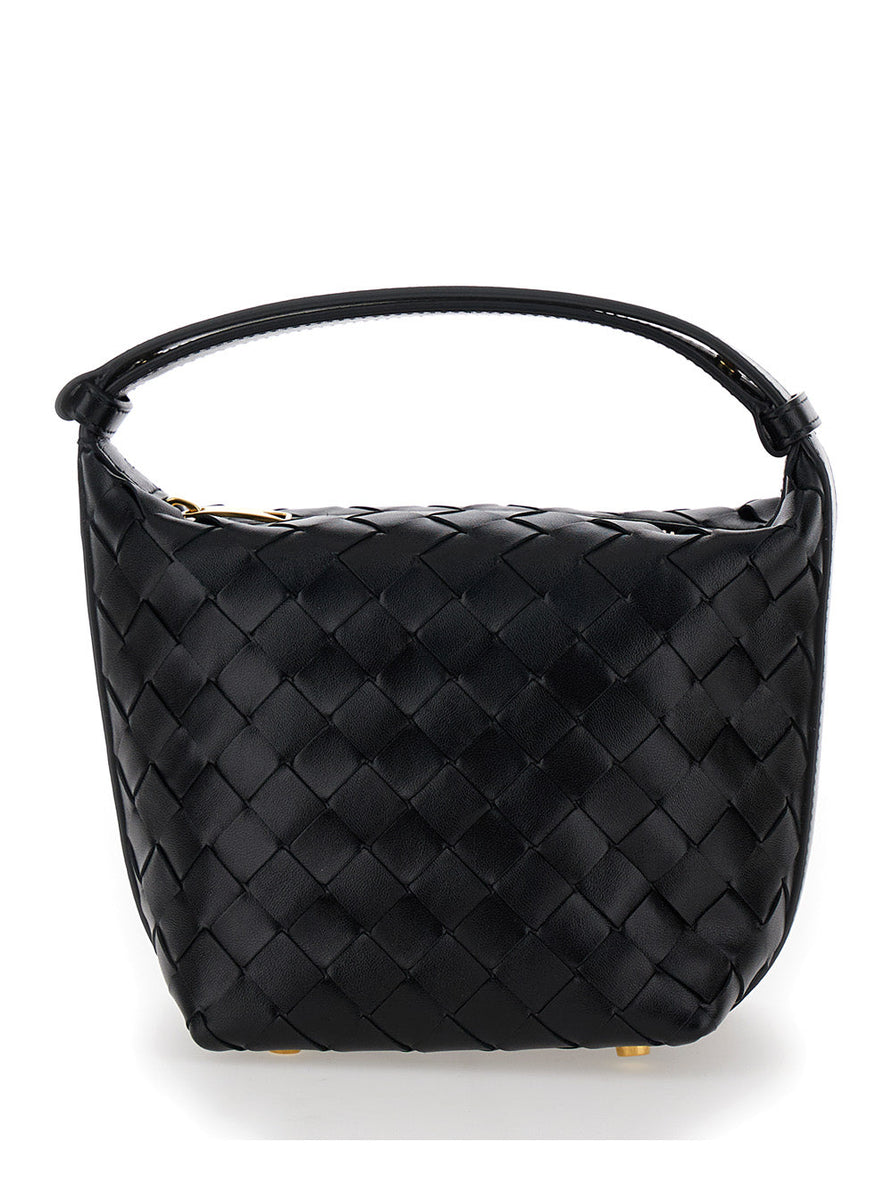 Bottega Veneta Bags? Bottega Veneta Women 'Candy Wallace' Black Handbag With Intrecciato Motif In Leather Woman Luxury Designer Leather Handbag