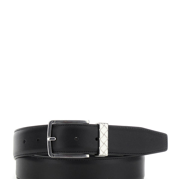 Bottega Veneta Belts? Bottega Veneta Men Black Belt With Intrecciato Detail On The Buckle In Leather Man Premium Leather Designer Belt