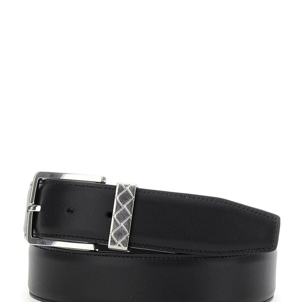 Bottega Veneta Belts? Bottega Veneta Men Black Belt With Intrecciato Detail On The Buckle In Leather Man Premium Leather Designer Belt