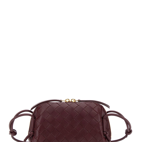 Bottega Veneta Bags? Bottega Veneta Women 'Concert' Bordeaux Crossbody Bag With Intreccio Motif In Leather Woman Premium Designer Shoulder Bag