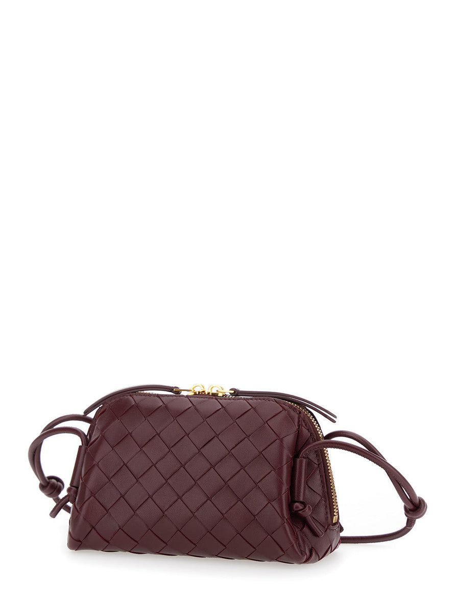 Bottega Veneta Bags? Bottega Veneta Women 'Concert' Bordeaux Crossbody Bag With Intreccio Motif In Leather Woman Premium Designer Shoulder Bag
