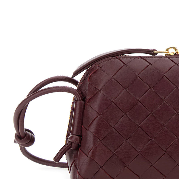 Bottega Veneta Bags? Bottega Veneta Women 'Concert' Bordeaux Crossbody Bag With Intreccio Motif In Leather Woman Premium Designer Shoulder Bag