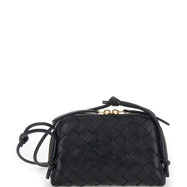 Bottega Veneta Bags? Bottega Veneta Women 'Concert' Black Crossbody Bag With Intreccio Motif In Leather Woman Premium Designer Shoulder Bag