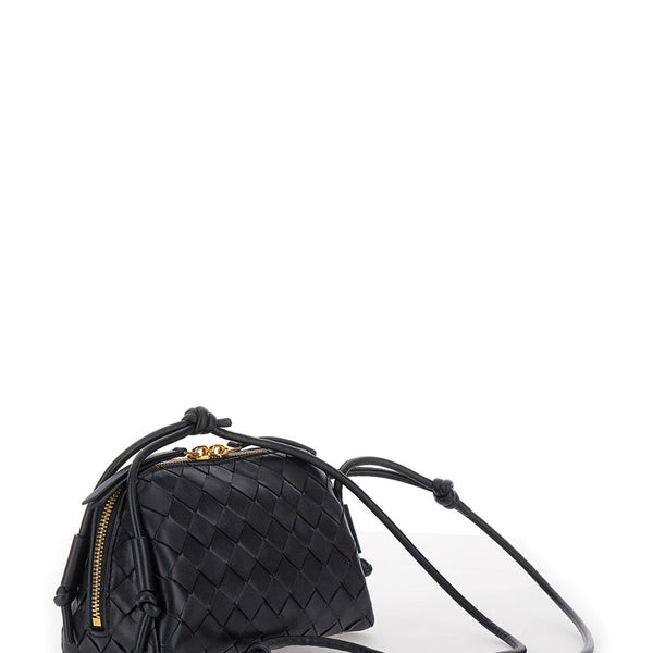 Bottega Veneta Bags? Bottega Veneta Women 'Concert' Black Crossbody Bag With Intreccio Motif In Leather Woman Premium Designer Shoulder Bag