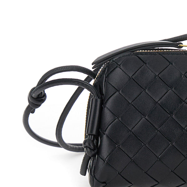 Bottega Veneta Bags? Bottega Veneta Women 'Concert' Black Crossbody Bag With Intreccio Motif In Leather Woman Premium Designer Shoulder Bag