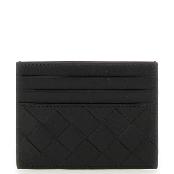 Bottega Veneta Wallets? Bottega Veneta Men Black Card Holder With Intrecciato Motif In Leather Man Elegant Everyday Leather Wallet