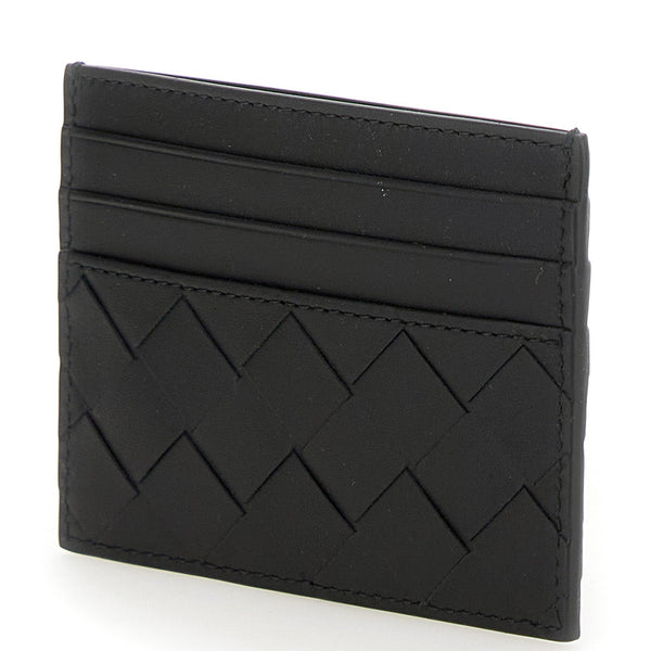 Bottega Veneta Wallets? Bottega Veneta Men Black Card Holder With Intrecciato Motif In Leather Man Elegant Everyday Leather Wallet
