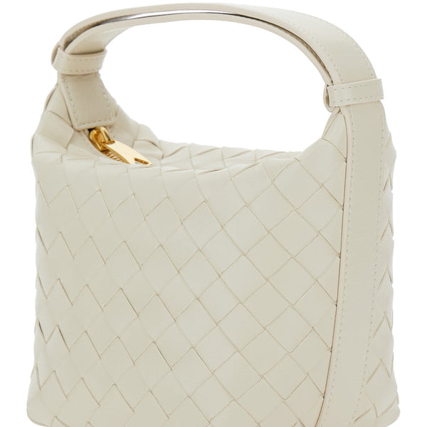 Bottega Veneta Bags? Bottega Veneta Women 'Candy Wallace' White Handbag With Intrecciato Motif In Leather Woman Premium Designer Shoulder Bag