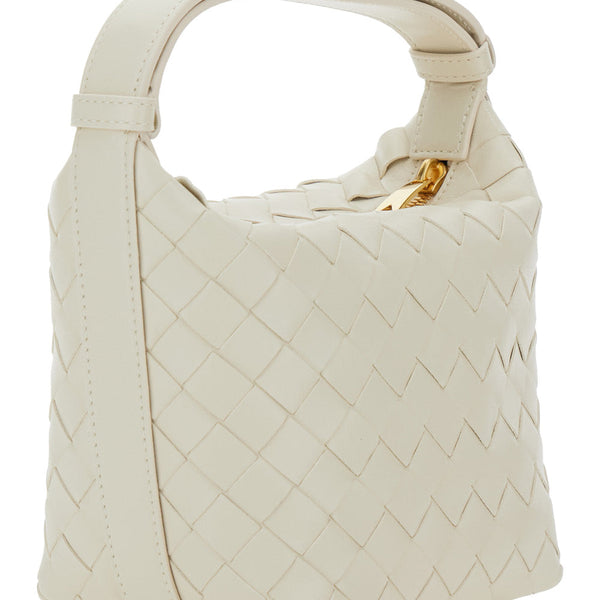 Bottega Veneta Bags? Bottega Veneta Women 'Candy Wallace' White Handbag With Intrecciato Motif In Leather Woman Premium Designer Shoulder Bag